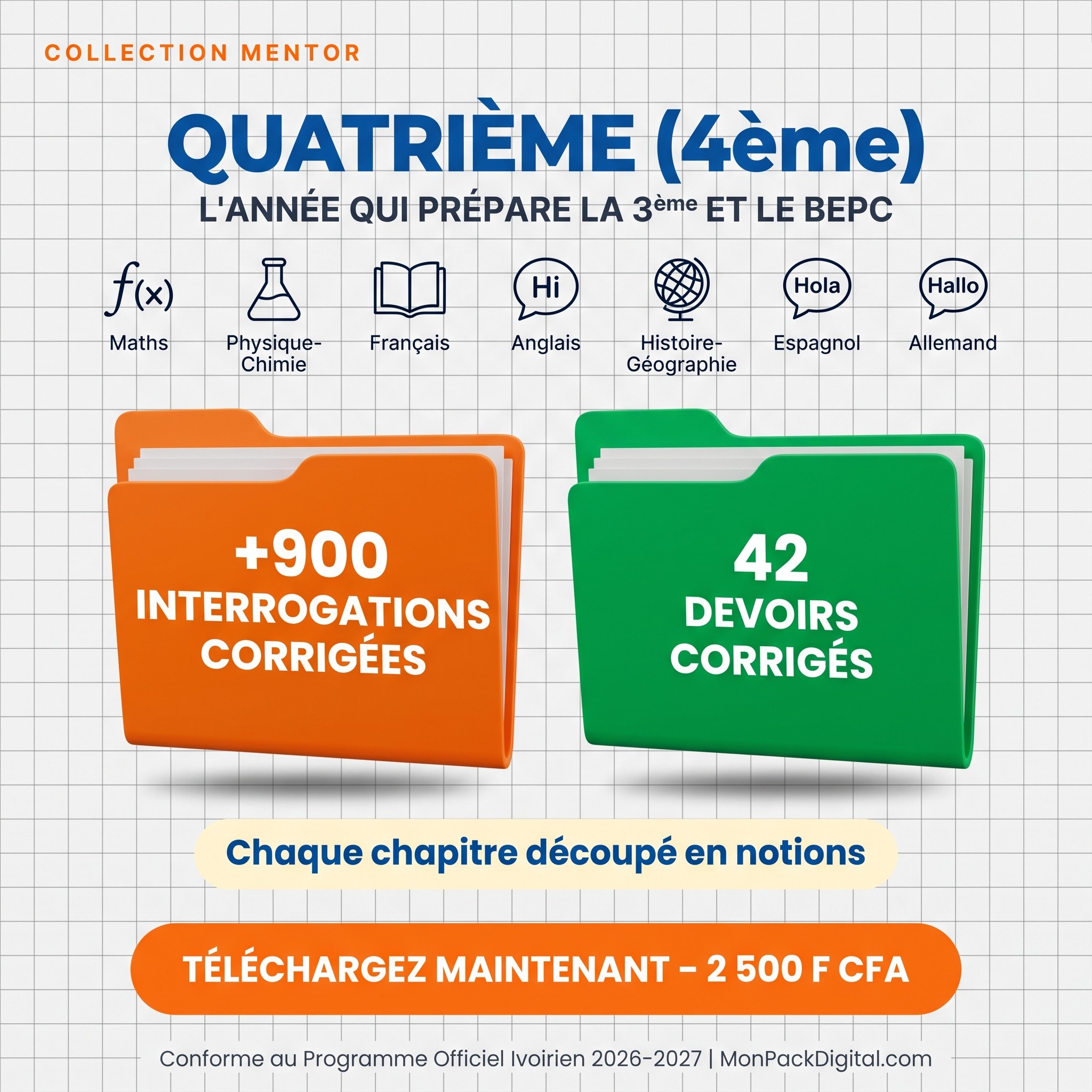 Pack Complet 4ème — Collection Mentor 2026-2027